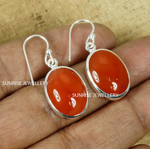 Pendientes Colgantes de Plata de Ley 925 con Cornalina Natural, Joyería Artesanal con Piedras Preciosas, Pendientes Elegantes - Product Image 5