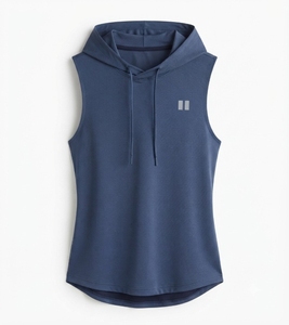 Camiseta sin mangas con capucha para mujer, talla grande, cuello redondo, chaleco deportivo, color liso, camiseta informal para fitness, transpirable, ropa de mujer - Product Image 3