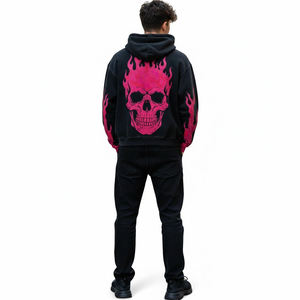 Sudadera con Capucha Personalizada, Diseño de Calavera y Mariposa Rosada, Estilo Gótico, Hip Hop, Casual, 100% Algodón, Felpa Ecológica, Corte Regular - Product Image 6