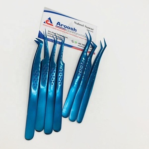 Pinzas de extensión de pestañas con agarre de estrella de acero inoxidable de alta calidad, Color azul de plasma, Punta puntiaguda hermosa sostenible - Product Image 3