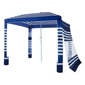 Navy Stripes 8x8ft Portable Sun Shelter UPF 50+ <b>Beach</b> <b>Cabana</b> Tent Adjustable Height Sand Pockets Easy Setup for Family <b>Beach</b> - Product Image 1