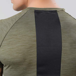 T-shirt pour homme à manches raglan vert olive, col rond, séchage rapide, tricoté, coupe ajustée, couleur unie, décontracté, sportif, longueur normale - Product Image 6