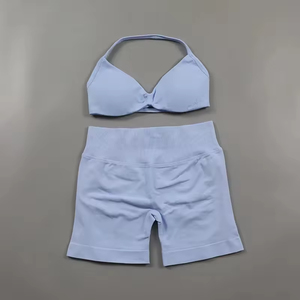 Conjunto de Yoga para Mujer Talla Grande, Conjunto Deportivo de Encaje Sólido, Top Corto sin Mangas, Conjuntos de Yoga con Cinturón, Conjunto de Yoga de Dos Piezas - Product Image 4