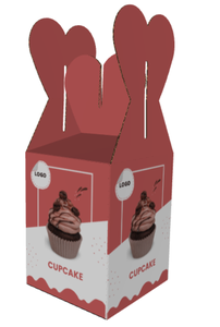 TH CBB-0254 Boîte à cupcakes en papier imprimé personnalisé avec poignée en forme de cœur pour boulangerie ou emballage cadeau - Product Image 3