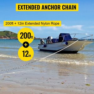 Catena di Ancoraggio 15FT X 5/16" 1/2" X 200FT, Corda in Nylon 2.2T, Catena in Acciaio Zincato per Ancoraggio Nautico - Product Image 5