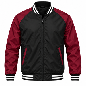 Chaqueta Cortavientos de Alta Calidad para Hombre, Chaqueta Bomber Varsity a la Moda, Color Sólido, Estética, Ropa Exterior Cortavientos para Hombre - Product Image 1