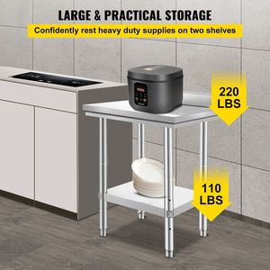 Tavolo da Lavoro Commerciale in Acciaio Inox 24x24x35 - Banco da Lavoro in Metallo Resistente - Product Image 4