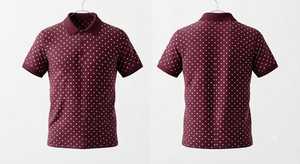 เสื้อโปโลแขนสั้นลายจุดสีแดงเลือดหมูสำหรับผู้ชาย ดีไซน์ถักแบบลำลอง ทรงปกติ - Product Image 2