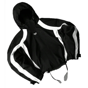 Trendy Black Custom Reflective Panel Hooded Windbreaker Men's <b>Jackets</b> OEM <b>Waterproof</b> Streetwear <b>jacket</b> Bulk Wholesale Supplier - Product Image 4