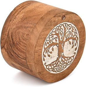 New Collection <b>Large</b> Round Adult Cremation <b>Urn</b> Modern Design Handmade Metal <b>Urn</b> with Natural Wood Metal Material Tabletop Vase - Product Image 5
