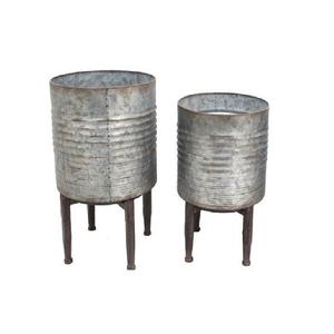 Jardinière galvanisée très vendue pour la maison, l'hôtel, le bureau, le jardin - Ensemble de 2 jardinières galvanisées pour la décoration de sol et l'utilisation en jardin - Product Image 1