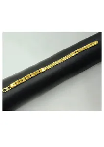 Brazalete de Oro de 22K para Hombre con Diseño de Patrón Geométrico, Acabado Premium, Elegante y Lujoso, con Eslabones Cubanos - Product Image 3