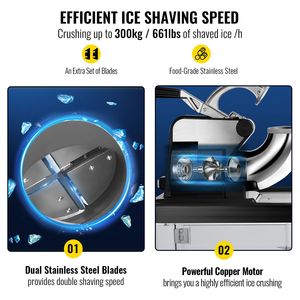 Macchina Elettrica Commerciale per Coni di Neve 110V, 440LBS/H, Ghiaccio Tritato, 300W, Doppie Lame, Approvata ETL per Hotel - Product Image 3