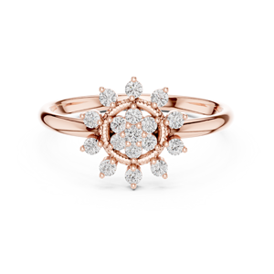 Anillo solitario de oro amarillo macizo de 14k para mujer, con diamante de corte redondo minimalista en forma de flor, para compromiso, aniversario, regalo de boda - Product Image 6