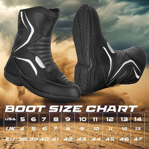 Chaussures de moto pour hommes, bottes de course en cuir imperméables à la cheville, semelle antidérapante, chaussures longues imperméables - Product Image 2