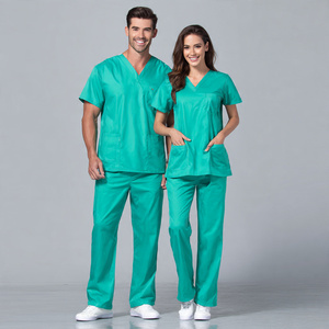 Unisex High Quality 100% Cotton Hospital <b>Scrub</b> Suit Customized Color Knitted <b>Scrubs</b> Set Breathable Comfortable - Product Image 4