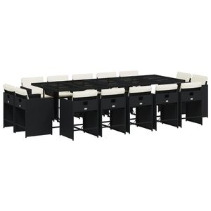 Set da pranzo da giardino in rattan nero, 14 pezzi, mobili da esterno contemporanei resistenti alle intemperie per uso in giardino - Product Image 2