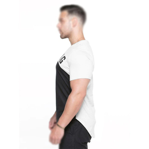 T-shirt à manches courtes pour homme, coupe slim, col rond, tricoté, décontracté, rouge et bleu marine - Product Image 3
