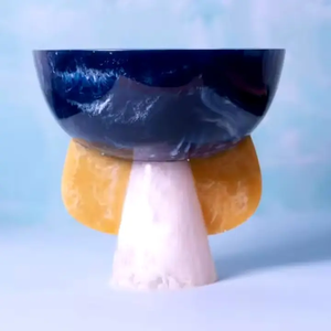 Bol à salade unique en résine avec motif marbré aqua moderne pour la maison, la cuisine, le restaurant, le buffet et les occasions spéciales - Product Image 1