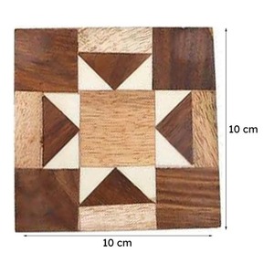 Posavasos Cuadrados de Madera Ecológicos Hechos a Mano, Diseño Moderno, Acabado en Madera Natural, Antideslizantes, 10 cm de Diámetro, 12 mm de Grosor - Product Image 4