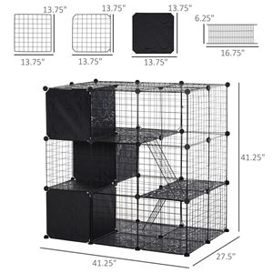 Recinto per Animali Domestici Fai-da-Te con Motivo Solido, Recinzione per Piccoli Animali con Porta e Ripiano Portaoggetti, Gabbia in Plastica per Gattini e Coniglietti, per Uso in Soggiorno - Product Image 3