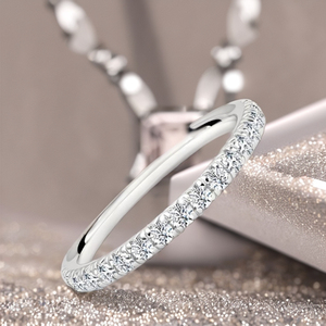 Anillo de Boda Apilable de Plata 925 con Moissanita y Baño de Rodio para Mujer, Joyería Fina de Moda, Media Eternidad, Anillo a Juego para Aniversario - Product Image 4