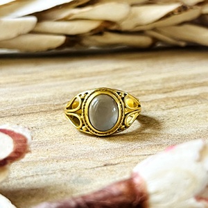 New Arrival Boho Moonstone <b>Ring</b> Ethnic Brass Jewelry Women 18k <b>Gold</b> Plated Vintage Filigree Band Antique <b>Cocktail</b> Wholesale/OEM - Product Image 4