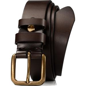 Ceinture vintage en cuir de buffle pour homme, sangle en cuir véritable de haute qualité, boucle en métal classique, ceinture durable et tendance - Product Image 4