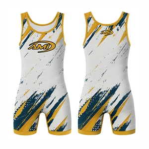 Traje de Lucha AMI con Estampado por Sublimación, Ajustado, para Hombre, que Absorbe la Humedad, Transpirable, de Secado Rápido y Elástico - Product Image 1
