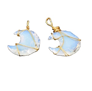 Meilleure vente pendentif indien en cristal naturel fait à la main pierre précieuse de guérison opale lune Citrine cornaline fil enroulé - Product Image 4