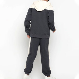 Unisex Color Blocking Tracksuit Full <b>Zip</b> <b>Hooded</b> Sweatshirt With Side Pockets Regular Fit Polyester Cotton Autumn Wear - Product Image 2