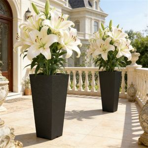Set di 2 Vasi in Plastica Nera per Balcone e Cortile, Collezione di Vasi per Piante - Product Image 2