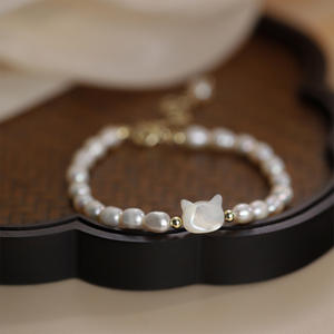 Korean Edition Women's Freshwater Pearl Bracelet Fashionable <b>Shell</b> <b>Bead</b> Bracelet with Temperament Internet Red Hit Cat Bracelet - Product Image 4