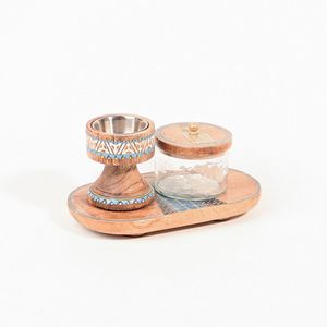 Traditional Arabic Style Rectangular Wooden Bakhoor <b>Set</b> with Stunning Pearl Inlays Luxury <b>Candle</b> Warmer for Eid Ramadan Gifts - Product Image 5