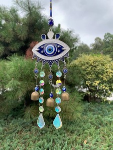 Atrapasueños de Protección Contra el Mal de Ojo para la Entrada, Decoración del Hogar, Cristal Colgante, Energía Positiva, Pieza de Arte con Reflejo de Luz de la India - Product Image 5