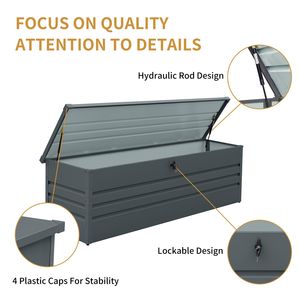 260 galloni Extra Large scatola del ponte in metallo impermeabile Patio portaoggetti grigio scuro per cuscini accessori per piscina giardino - Product Image 5