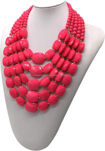 High Quality <b>Red</b> Resin Beaded Necklace Statement Necklace <b>Jewellery</b> by Indian Supplier UCI - Product Image 6