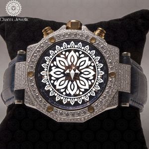 Charm Jewels Luxury Men's Stainless Steel <b>Watch</b> Polygon Case 42mm Analog Quartz Sapphire Crystal Leather Band Buckle - Product Image 1
