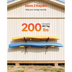 Supporto per 2 kayak resistente, capacità 200 libbre, regolabile, da parete, per interni ed esterni, garage, scaffali, moli e capannoni - Product Image 2