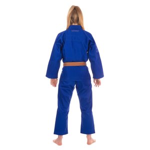 Uniforme de BJJ unisexe bleu, 100% coton, coupe classique, vêtements d'arts martiaux durables, logo frontal personnalisable, design personnalisable - Product Image 4