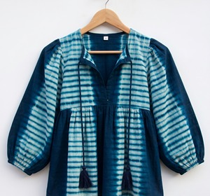 Women's Woven Tie Dye Cotton Lace Blouse V-neck Balloon Sleeve Tassel Bohemian Loose Fit Christmas <b>Top</b> Breathable - Product Image 1