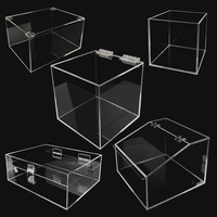 Boîte de présentation en acrylique transparente avec couvercle à charnière, vitrine cube pour bijoux, objets de collection, présentoirs de vente au détail, étui anti-poussière en acrylique