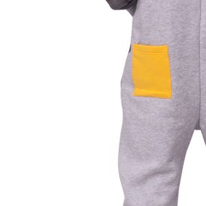 Pyjama une pièce pour homme en polaire Teddy respirant, polyester/coton, avec capuche et logo frontal - Product Image 3