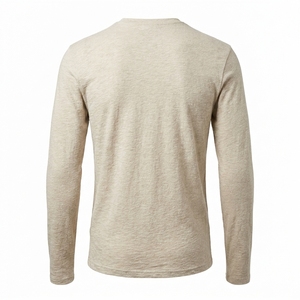 <b>Men's</b> Breathable Summer Knitted Polyester Textured Nep Slub Long Sleeve Casual <b>Shirt</b> OEM ODM Wholesale Factory Custom Logo - Product Image 3