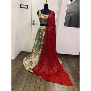 Lehenga choli เดรสปาร์ตี้ตอนเย็นสวยดิจิตอลพิมพ์ลาย - Product Image 4