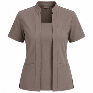 Ensemble de blouses et pantalons gris pour femmes, manches courtes, uniforme de travail pour hôpital, vêtements d'infirmière, tenue médicale professionnelle - Product Image 2
