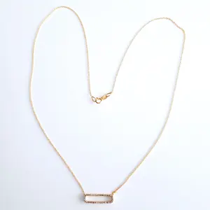 Cute Girlish Necklace Design with Natural Diamonds 14K Solid Gold Diamond Necklaces with Chain