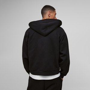 Sudadera con Capucha Negra Personalizada para Hombre, 100% Algodón, con Cierre, Ecológica, de Alta Calidad, Informal, con Logotipo Personalizado - Product Image 2