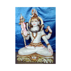 Nouvelle sculpture tendance de Shiva en marbre blanc avec finition raffinée et polissage lisse, idéale pour la maison et le temple. - Product Image 3