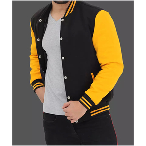 Vestes universitaires pour hommes faites à la main, veste de baseball pour garçons avec col montant, manches en simili cuir, design Letterman Varsity - Product Image 3